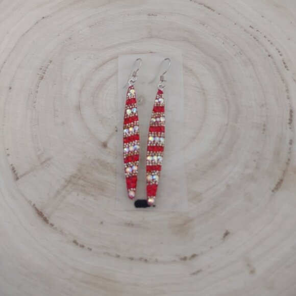New 925 sterling‎ silver Drop Earrings Red and White Stone Fashion Jewelry - Picture 1 of 6